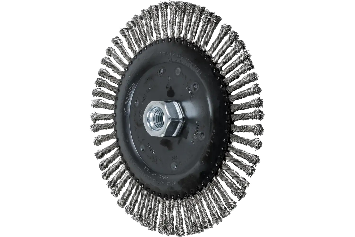 Show details for Pferd Stringer Bead Wheel Brush 6-7/8" Dia .020 Stainless Steel 5/8-11 Thread Picture of Pferd Stringer Bead Wheel Brush 6-7/8" Dia .020 Stainless Steel 5/8-11 Thread